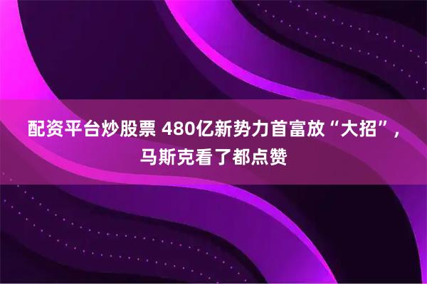 配资平台炒股票 480亿新势力首富放“大招”，马斯克看了都点赞